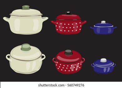 Set of icons different pans