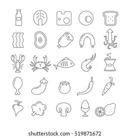 Set of icons with different products