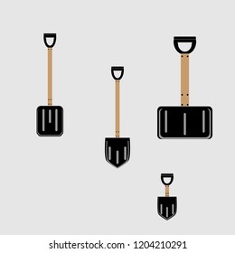 A set of icons. Different shovels. flat style.