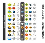 Set of icons in different style - isometric flat and otline, colored and black versions, vector symbols - Computer collection