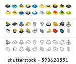 Set of icons in different style - isometric flat and otline, colored and black versions, vector symbols - Computer collection