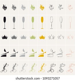 Set of icons of different topic with color and stroke variant
