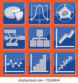 set of icons with different types of charts and graphs