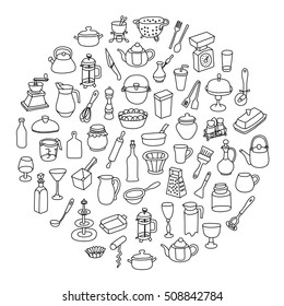 Set of icons of different types of cookware. Beautiful vector design.