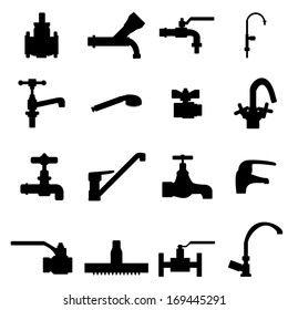 Set of icons of different types of faucets
