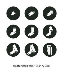 Set of icons with different types of socks, stockings and tights. Can be used in web, typographic and package design. Underwear and clothes concept. 