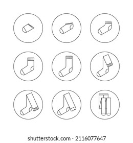 Set of icons with different types of socks, stockings and tights. Can be used in web, typographic and package design. Underwear and clothes concept. Vector illustration.