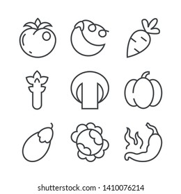 Set of icons with different vegetables