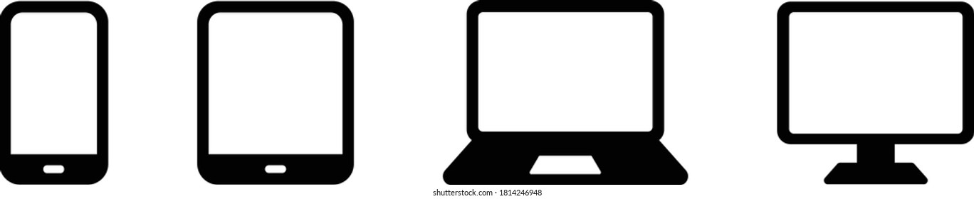A set of icons for digital devices such as PCs, tablets, smartphones and monitors