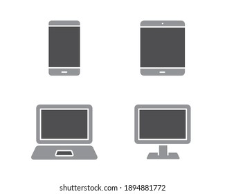 A set of icons for digital devices such as PCs, tablets, smartphones and monitors