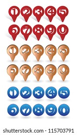 set of icons with digits suitable for GPS or Navigation marking vector illustration