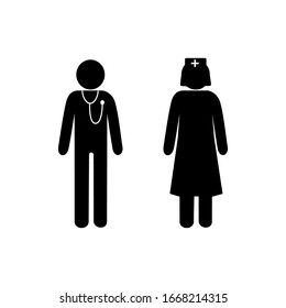 a set of icons for doctors and nurses in black, for health care icons