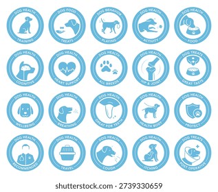 A set of icons for dog. The basic parts of pet health. The outline icons are well scalable and editable. Contrasting elements are good for different backgrounds. EPS10.	