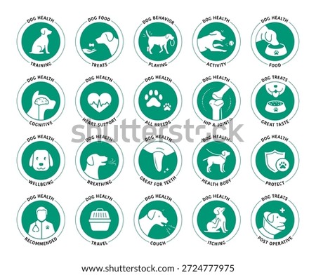 A set of icons for dog. The basic parts of pet health. The outline icons are well scalable and editable. Contrasting elements are good for different backgrounds. EPS10.	