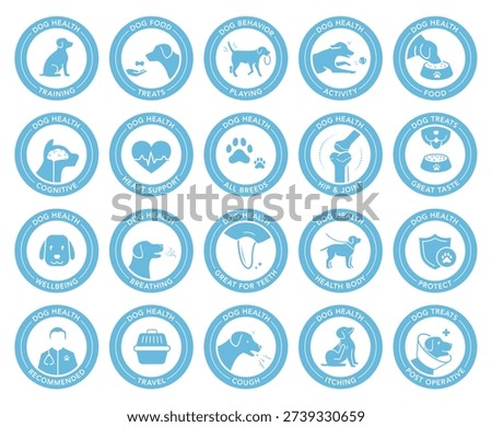 A set of icons for dog. The basic parts of pet health. The outline icons are well scalable and editable. Contrasting elements are good for different backgrounds. EPS10.	
