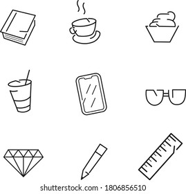 Set icons doodle line art unique vector. 