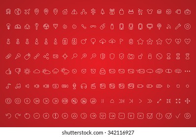 set icons drawn style vector illustration