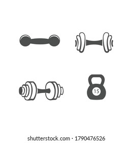 Set of icons with dumbbells