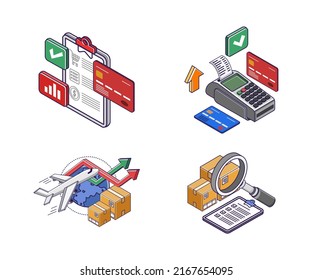 Set of icons for e commerce online shopping strategy business