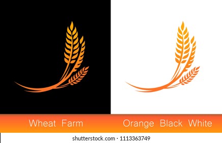 Set of Icons, Ears of Wheat, Vector Illustration, Icon of Premium Quality Farm Product on black and white background.