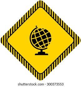 Set of icons with Earth globe , with text on green ribbon