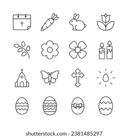 set of icons easter and church