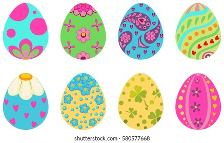  Set of icons of Easter eggs, vector illustration