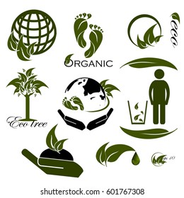 Set of icons eco, environment . Eco Green Badge