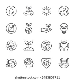 set of icons ecology vector