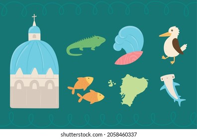set icons ecuador american country