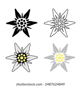 Set icons of Edelweiss. Simple illustration of Edelweiss vector icon for Internet. Traditional Bavarian symbol.