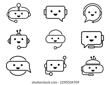  A set of icons for editorial content in the ChatGPT chatbot ai with a robot