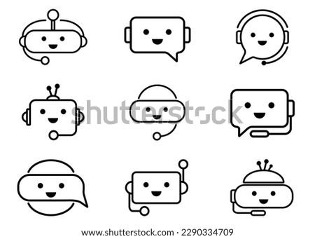  A set of icons for editorial content in the ChatGPT chatbot ai with a robot