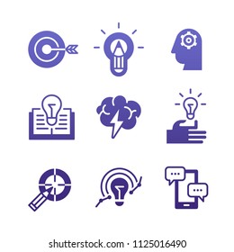 Set of icons of education, brainstorming strategy and solutions for info graphics, web, apps and print media.