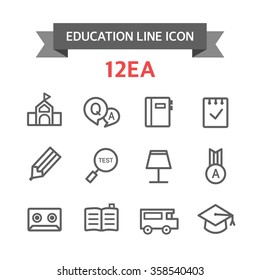 Set of icons, education line icon