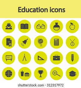 Set icons of education and school.  Vector illustration.