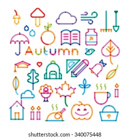 set of icons with effect of transparency autumn