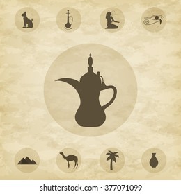 Set of icons of Egypt-vector illustration. Nine icons on grunge background. EPS 10.