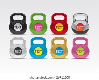 Set icons from eight multicoloured weights