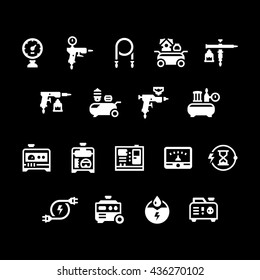 Set icons of electric generator and air compressor