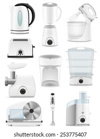 set icons electrical appliances for the kitchen vector illustration isolated on white background