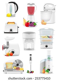 set icons electrical appliances for the kitchen vector illustration isolated on white background