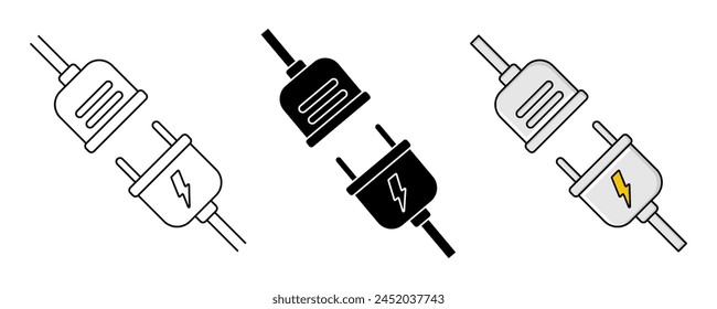 set of icons of electrical sockets with plugs. connection and disconnection symbols. modern design for poster, app, web, social media.