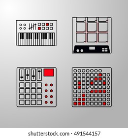 Set of icons of electronic music