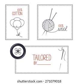 Set of icons, emblems and labels for cotton, wool and tailor products