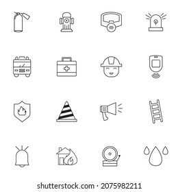 Set icons emergency for safety, alarm, ambulance, danger, man service, etc. editable file