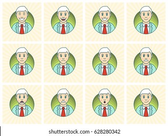Set of icons with emotions in a flat style
