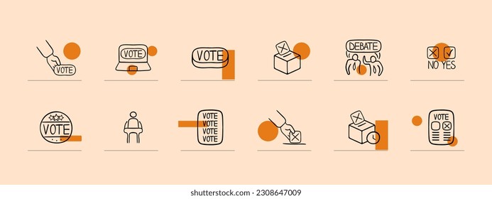 Set of icons emphasizing the importance of individual choice. Personal impact concept. Pastel color background. Vector line icon for Business