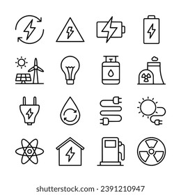 set of icons energy for web