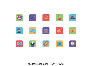 set of icons of entertainment on white background vector illustration design